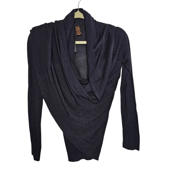 Renee C. Women's Navy Long sleeve Sweater Wrap, Size S-M - Picture 9 of 14